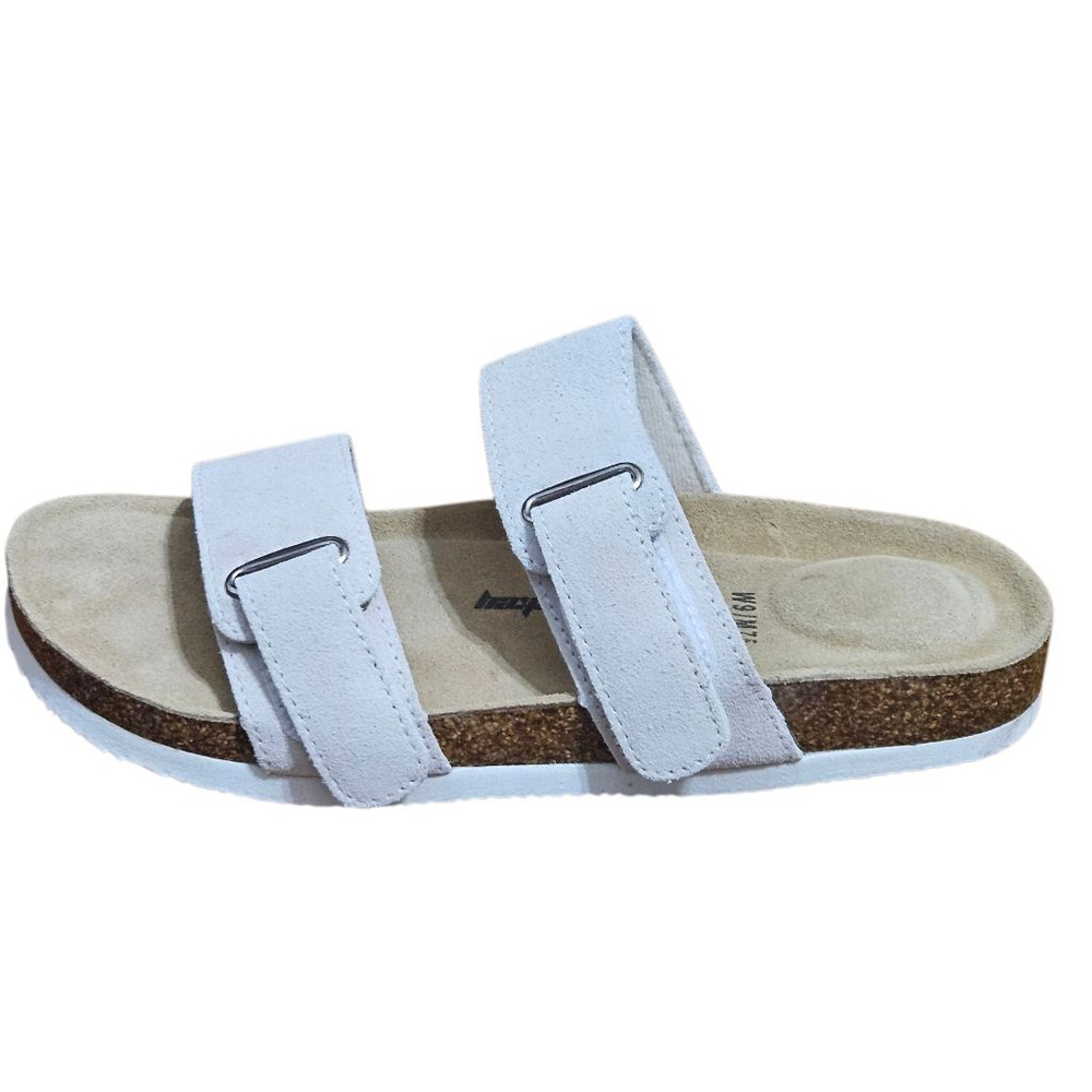 FUNKYMONKEY Beige Unisex Adjustable Double Buckle Slide Sandals Sz 7.5